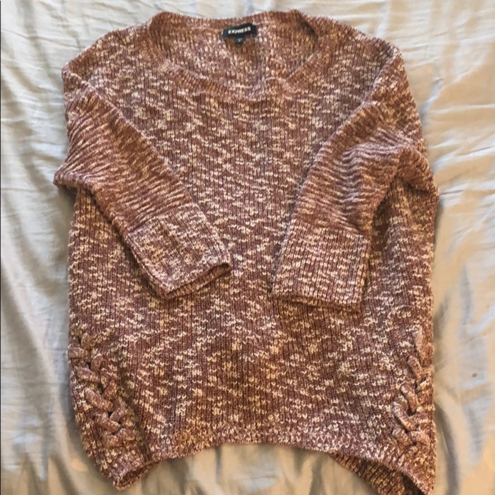 Express Pink/White Comfy Sweater w/ Ties